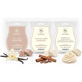 Scentsy Wax Melts, Beyond Vanilla 3 Bar Set, Paraffin Wax Cubes, 7.8 oz | Tonka, coconut &amp; cassia scent, made in USA paraffin wax cubes for electric warmers, home fragrance, gift set