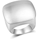 Aprilery Gold and Silver Rings for Women, Chunky Signet Statement Rings Gold Plated Band Ring Wide Metal Square Rings Cocktail Costume Jewelry