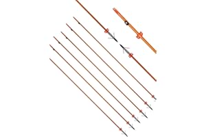 PANDARUS 34inch 8MM Bow Fishing Hunting Arrows Archery Fiberglass Arrows with Safety Slides Pack of 6 Arrows ID 5/16 inch Safety Slides Kits