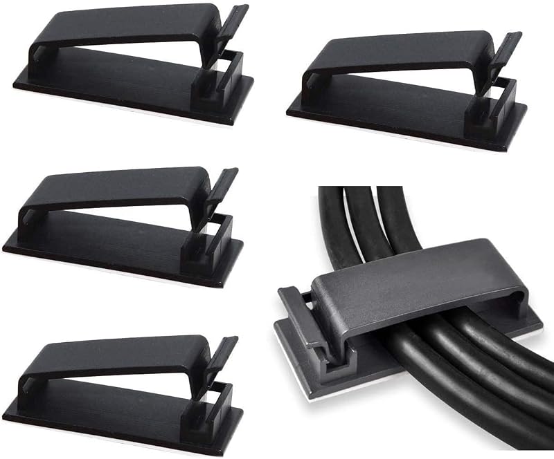 SOULWIT 50-Pcs Self Adhesive Cable Clips Cable Organisers Black