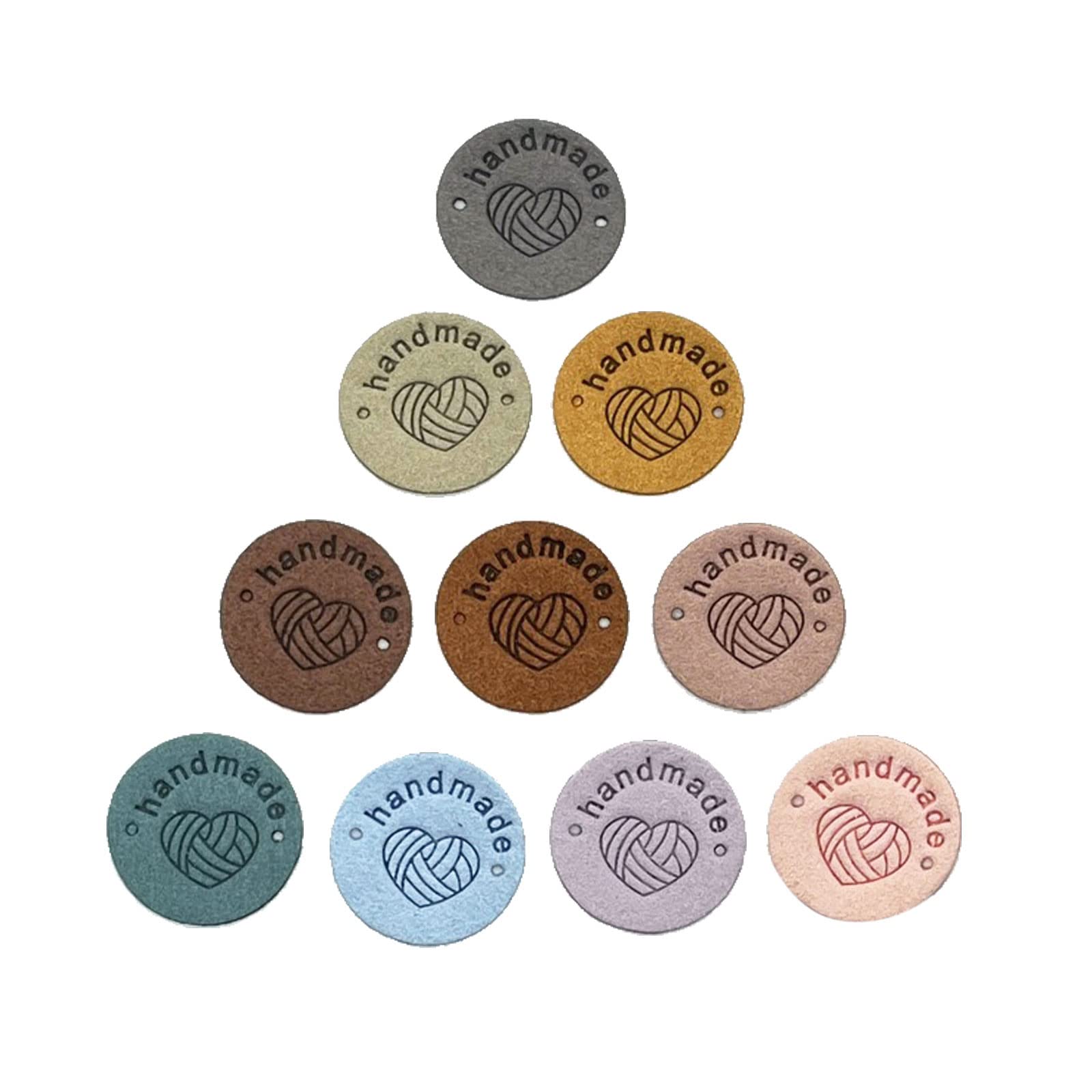 Pack of 40 PU Leather Label Faux Leather Handmade Sewing on Tag Label Handmade Embossed Tag for DIY Jeans Bags Shoes Hat (LM, 10c)