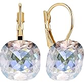 JIMARIN Sparkly Crystal Square Leverback Earrings Rhinestone Geometry Dangle Drop Earrings For Women Brides Bridesmaids Weddings