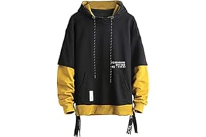 GURUNVANI Contrast Color Pullover Hoodie Mens Patchwork Hoodies Men