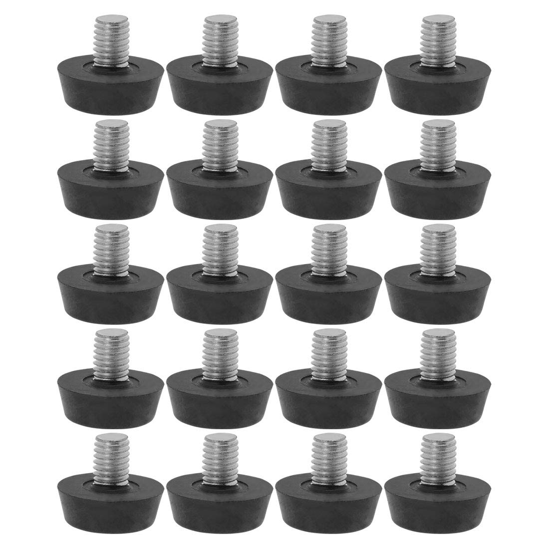 sourcingmap M8 x 10 x 22mm Furniture Glide Leveling Feet Adjustable Leveler Floor Protector for Table Desk Cabinet Leg 20 Pack