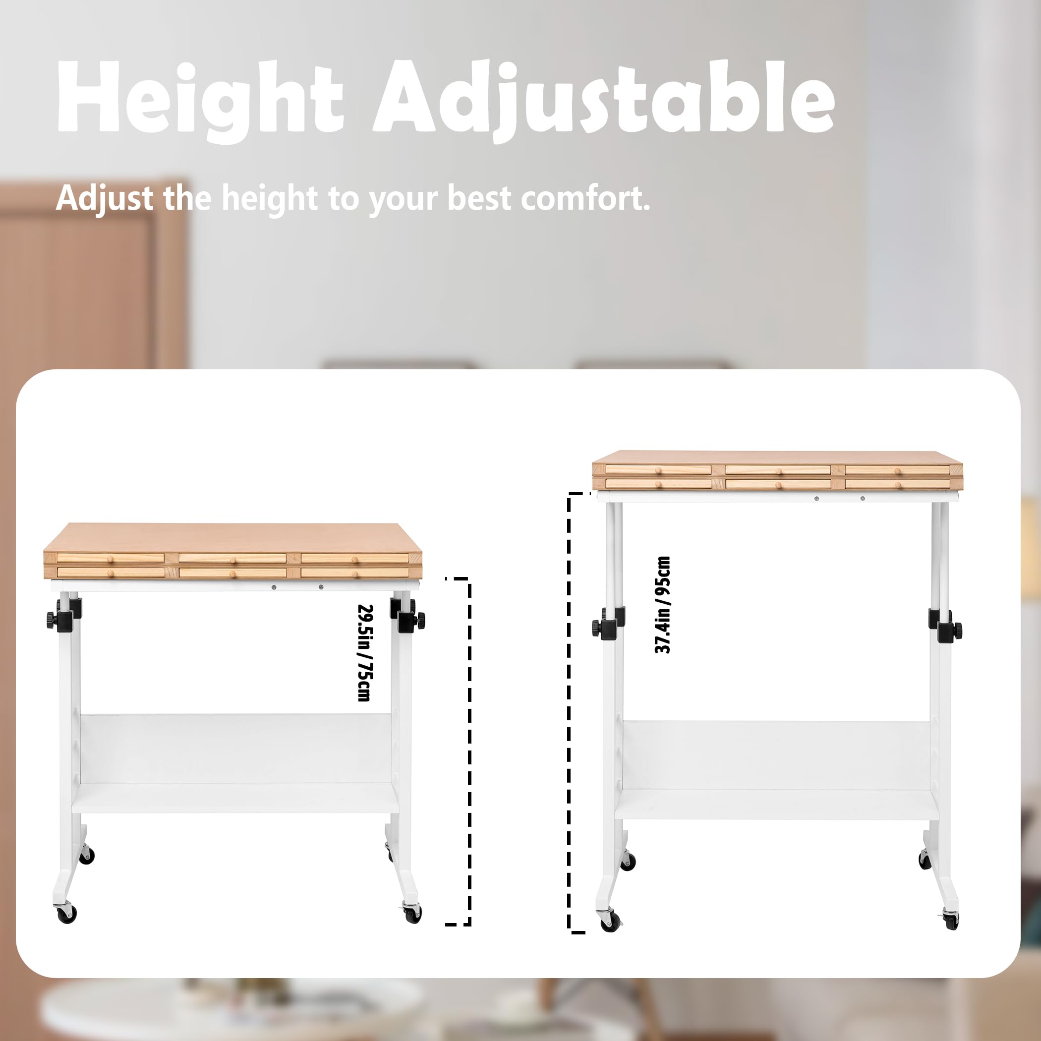 Tektalk 2000 Piece Foldable Puzzle Board with Height Adjustment, Jigsaw Puzzle Table with 2 Felt Cover & 8 Sorting Trays/Drawers, Puzzle Easel with Legs, Enclosed with 4 Roller Wheels (White)
