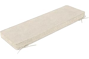 ROFIELTY Bench Cushion Double Piping Bench Cushions for Indoor Furniture with Adjustable Straps Window Seat Cushions Indoor Piano Bench Cushions (48x16x3, Cream Color)