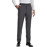 Idtswch Men's Tall Modern Fit Stretch Fabric Flat Front Dress Pants Formal Pants for Business & Office