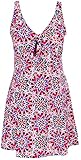 Bawdy Women's Plus Size One Piece Swimdress Swimsuit Swimwear, Red Orange, XL