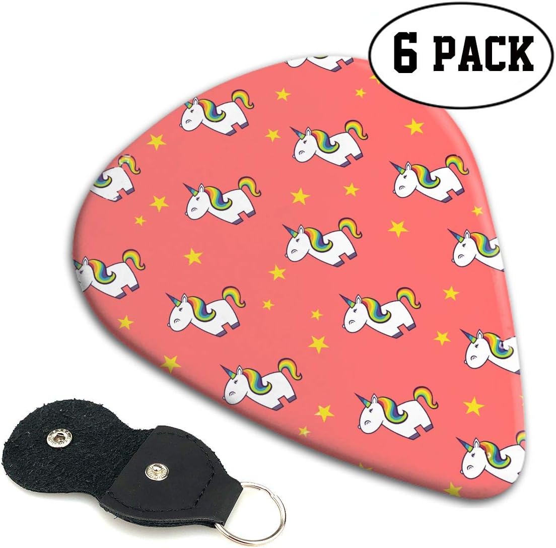 Chion 351 Shape Classic Celluloid Unicorn Background Guitar Picks 6 Pack