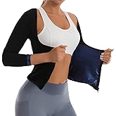 Dokelovy Sauna Suit Waist Trainer for Women, Sweat Sauna Shirt Zipper Long Sleeve Waist Trimmer Body Shaper Fitness Top