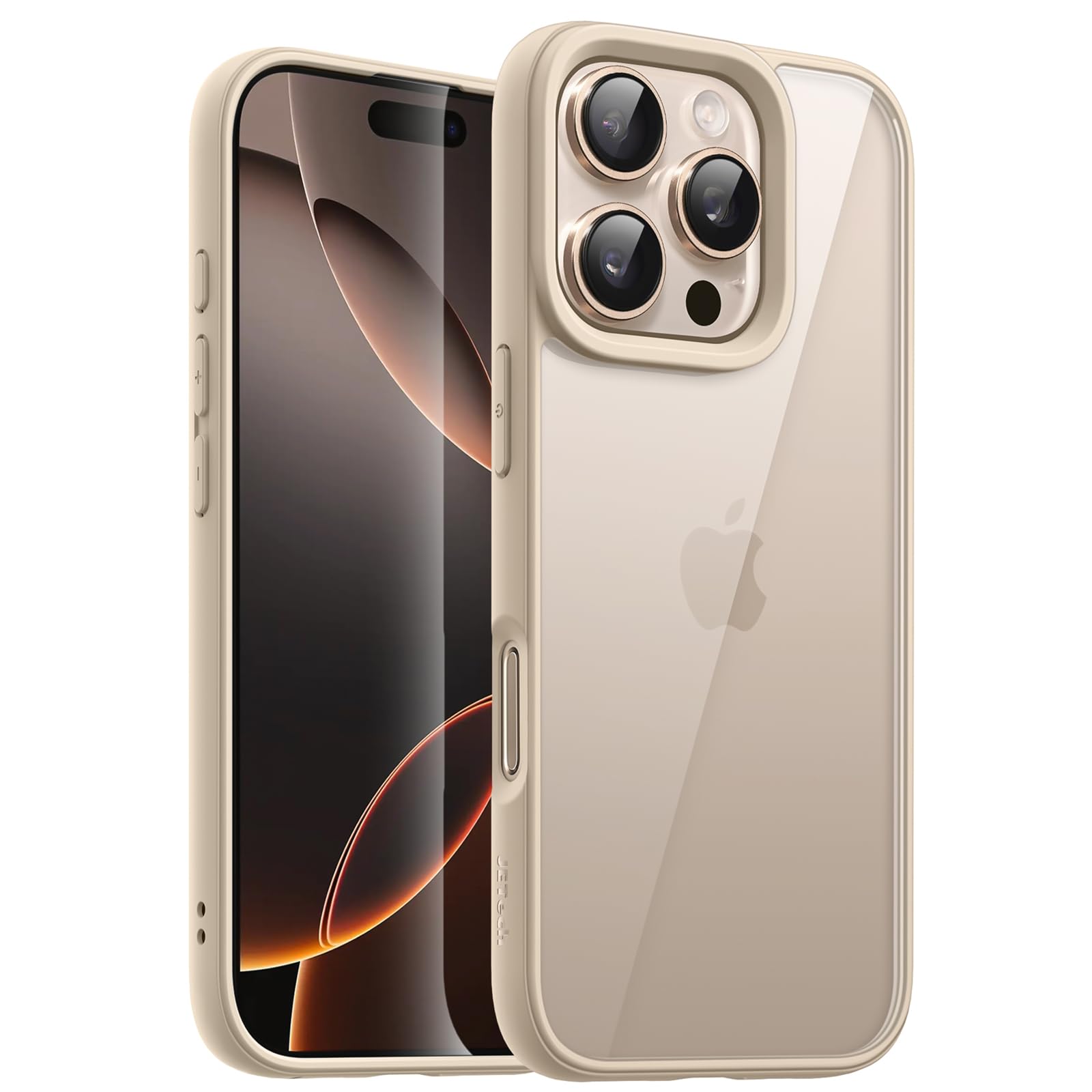 Photo 1 of JETech Case for iPhone 16 Pro Max 6.9-Inch, Shockproof Phone Bumper Cover, Solid Color Matte TPU Frame, Anti-Scratch Clear Back (Desert Titanium)