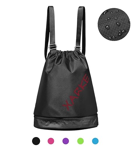 WATERFLY Schwimmbeutel Wasserabweisender, Turnbeutel Kordelzug Herren Damen Kinder Rucksack Sportausrüstung Organizer mit Sep