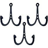 HomeHand Nautical Anchor Cast Iron Black Fish Wall Hook Coat Beach Towel Key Holder Screws Included (3 PCS)