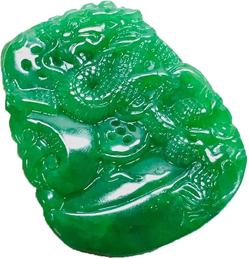 Liangliang988 - Colgante de dragón de Jade Natural Birmano para Hombre