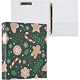 3 Ring Binder Christmas Gingerbread Snowflakes 1.5 inch Binders Three Ring Binders with Clipboard Fit 8.5'' x 11'' Paper 3 Interior PVC Clear Pockets for Office Supplies
