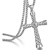 ZDaoBen Men's Cross Necklace 316L Stainless Steel Large Heavy Cross Pendant for Men Polished Jewelry Rolo Chain with 22'' 24'' 26''