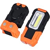 TORCHSTAR 2-Pack Portable LED Work Light, Hanging Hook, Magnetic Flashlight | Battery Operated, COB Pocket Work Lights for Car Repairing, Emergency, Hiking, Camping