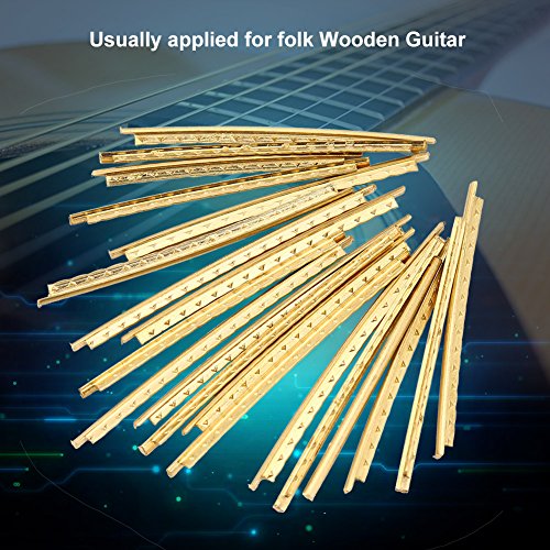 Drfeify 20Pcs Guitar Fret Wires, Brass Copper Guitar Fret Wire for Folk Wood Guitars Replacement Parts