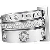 YIKOXI Love Friendship Gold Rings Set for Women 18K Gold Plated Titanium Steel Dainty Cubic Zirconia Rings Fashion Stacking Bands Valentines Day Mother's Day Christmas Day Best Gifts