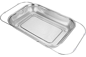 Over The Sink Strainer,Stainless Steel Extend Adjustable Mesh Colander - Kitchen Sink Basket,for Home Cooking Food Prep Clean