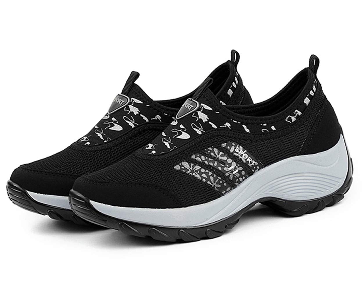 DADAWEN Women's Slip-On Platform Fitness Work Out Sneaker Black US Size 9/Asia Size 41 - Image 4