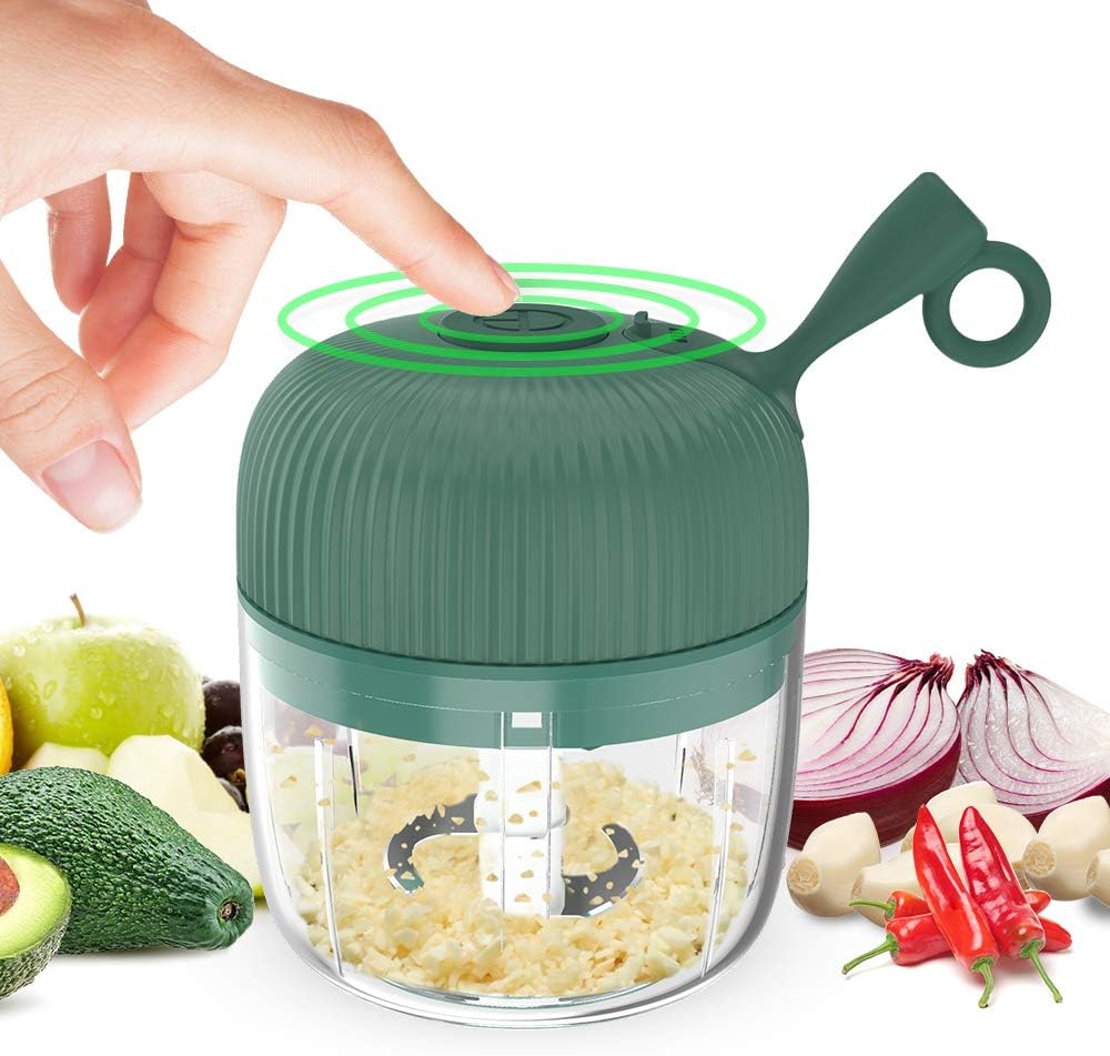 Eletric Seasoning Masher, KINGXBAR BPA Free Spice Chopper USB Charging Mini Portable Electric Garlic Grinder Food Press Cutter for Vegetables Fruits Nuts Pepper Onion