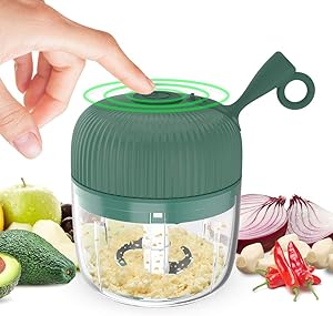 Eletric Seasoning Masher, KINGXBAR BPA Free Spice Chopper USB Charging Mini Portable Electric Garlic Grinder Food Press Cutter for Vegetables Fruits Nuts Pepper Onion