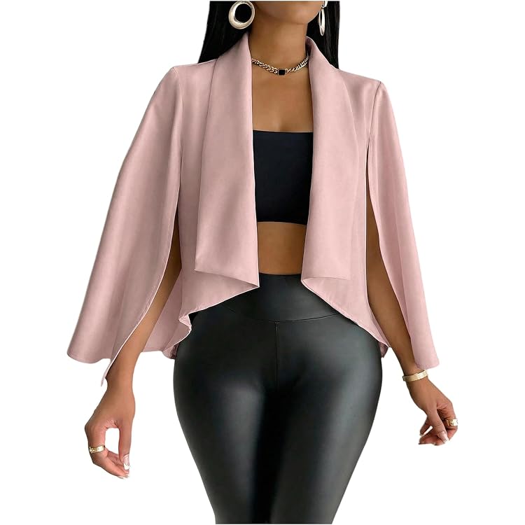 Cape Blazer Femme - Marque - Rose - Travail Élégant Bureau Affaires