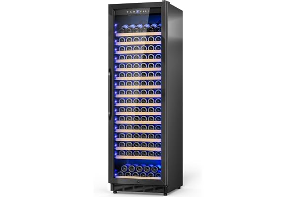 Velivi Wine Cooler-Wine Refrigerator 24 Inch Wide Large Freestanding/Built in Wine Fridge for 176 Bottles with Safety Lock Cellar Chiller Low Noise, Fast Cooling, Black