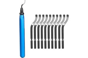 Deburring Tool Kit 10 pcs High-Speed Steel Rotary Burr Removal Blades, Hand Deburring Tool 1 x NB1100 Handle and 10 Blades fo