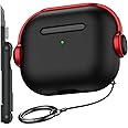 R-fun Compatible with Airpod 3rd Generation Case with Secure Lock, Music Headset Earphone Protective Case Cover with Cleaning Kit Compatible with Airpod 3 2021 Charging case-Black & Red