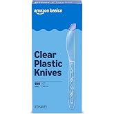 Amazon Basics Disposable Clear Plastic Knives, Premium Quality, 100 Count