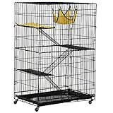 Yaheetech Folding Four Tiers Pet Cat Ferret Metal Crate Cage w/Removable Tray