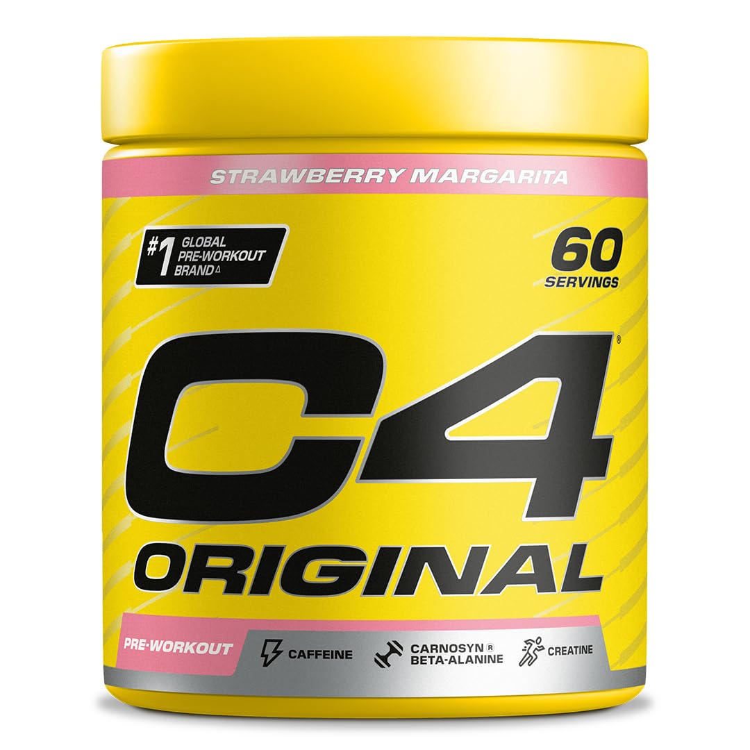 C4 Original Beta Alanine Sports Nutrition Bulk Pre Workout Powder for Men & Women | Best Pre-Workout Energy Drink Supplements | Creatine Monohydrate | Strawberry Margarita | 60 Servings