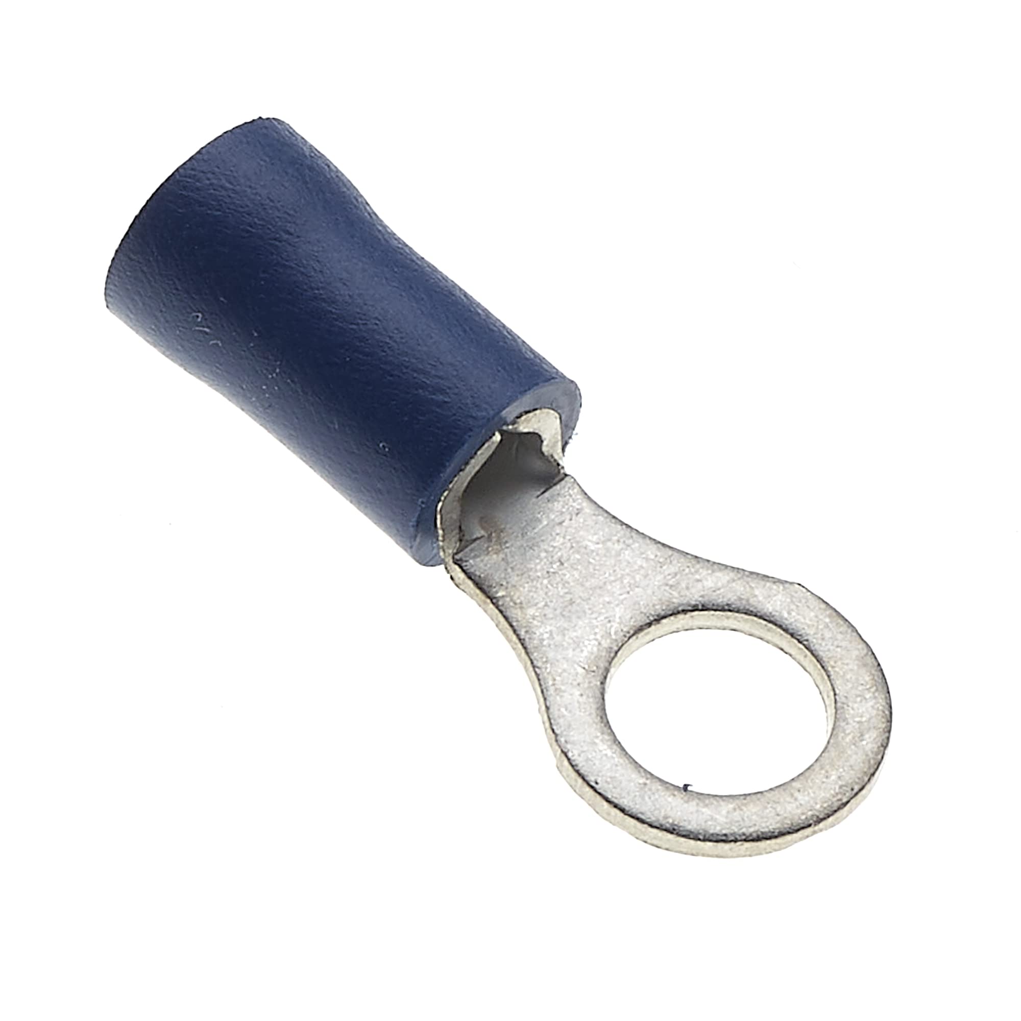 Ring Crimp Terminals - Pack of 100, Blue, 5mm, 30A, 16-14 AWG - Heat Shrink Connectors, Tinned Copper, Insulated Ring Wire Terminals
