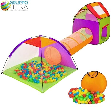Bakaji Tenda Igloo Per Bambini Con 200 Palline Tunnel