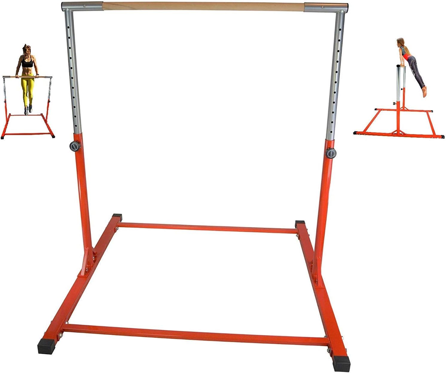 GymPros Kids Gymnastics Horizontal Kip Bar Junior Training Heavy Duty Jungle Gym Athletic Bar Adjustable Height 3 to 5 FT Expandable Tumble Playground