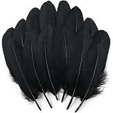 THARAHT 120pcs Black Goose Feathers Natural Bulk 6-8 inch 15-20cm for Crafts DIY Cosplay Wedding Party Halloween Decoration Goose Nagoire Feathers