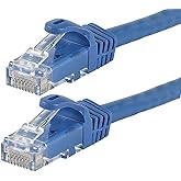 Monoprice Cat5e Ethernet Patch Cable - Snagless RJ45, 24AWG Stranded Pure Bare Copper Wire, 350Mhz, UTP, 7 Feet, Blue - Flexboot Series