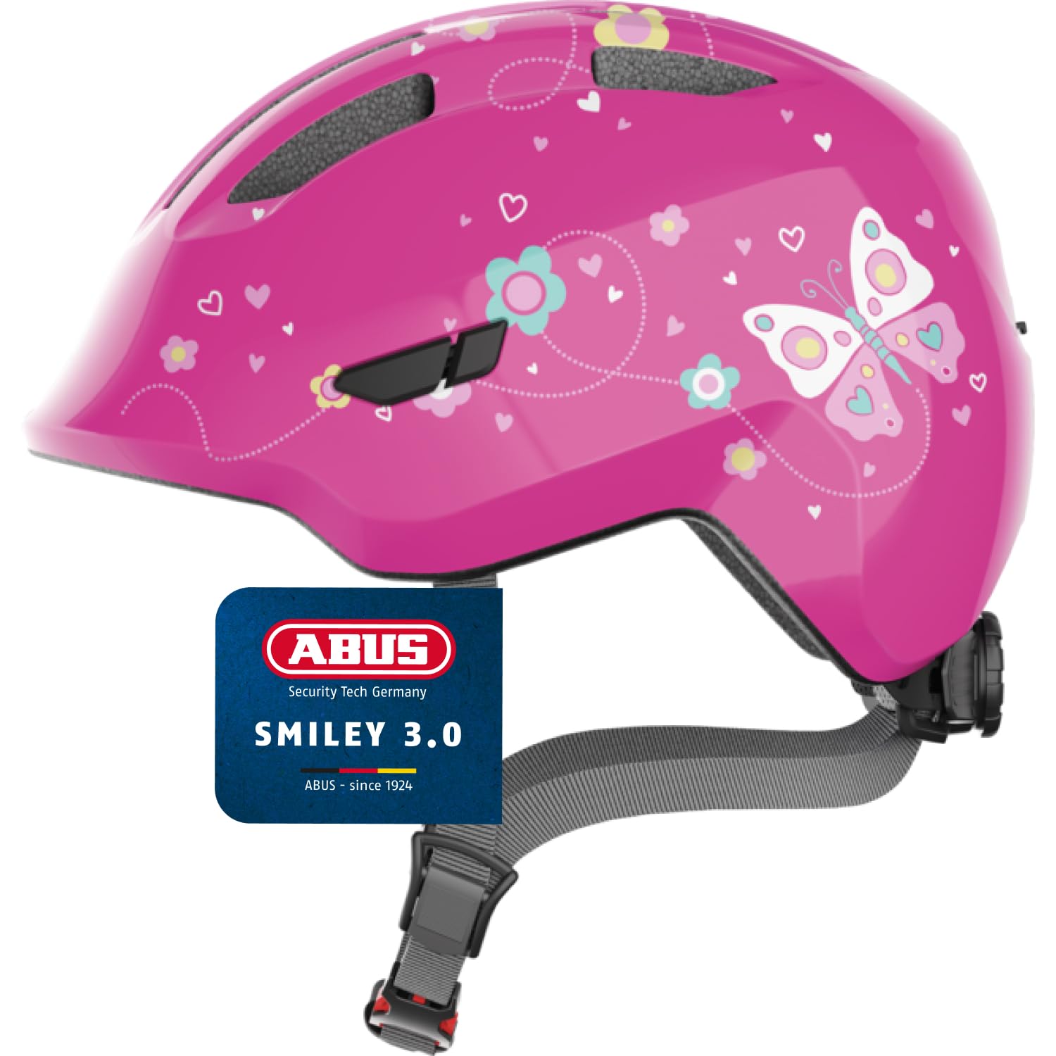 ABUS Smiley 3.0 children's helmet - bike helmet with a low fit, child-friendly designs & space for a pigtail - for girls and boys