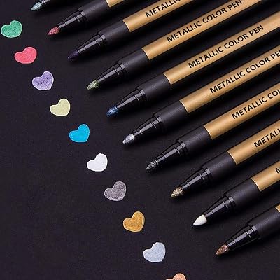 ANYUKE Metallic Marker Pens 10 Colors for Black Paper Crafts Art Supplies