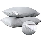 100% Cotton Classic Pillow Protectors with Invisible Zipper, 600 Thread Count Sateen Weave Soft and Breathable Pillow Cases, Protect Pillows from Dirt, Dust and Debris (Standard, 20"x26", Set of 2)