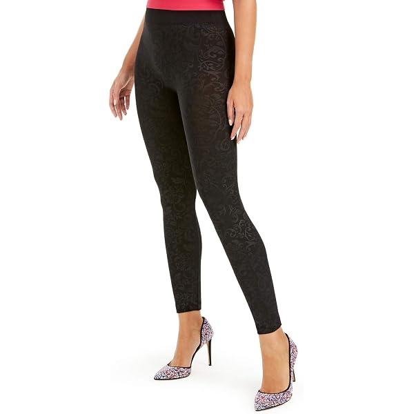 INC International Concepts Women's Animal Print Leggings - Seamless, High-Waisted, Embossed Knit (Black Leo) - View #10