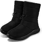 Alicegana Womens Winter Snow Boots Waterproof Warm Fur Lined Mid Calf Comfortable Non Slip Booties for Outdoor Walking