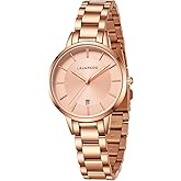 L LAVAREDO Women's Watch Set,18K Gold Plated Bangle Bracelets for Women,Waterproof Ladies Quartz Wrist Watch Included Bracelet Tools