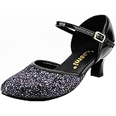 Keemi 1920s Shoes Ballroom Dance Shoes for Woman, Sequin Dancing Pumps Low Heels for Latin Tango Character Party