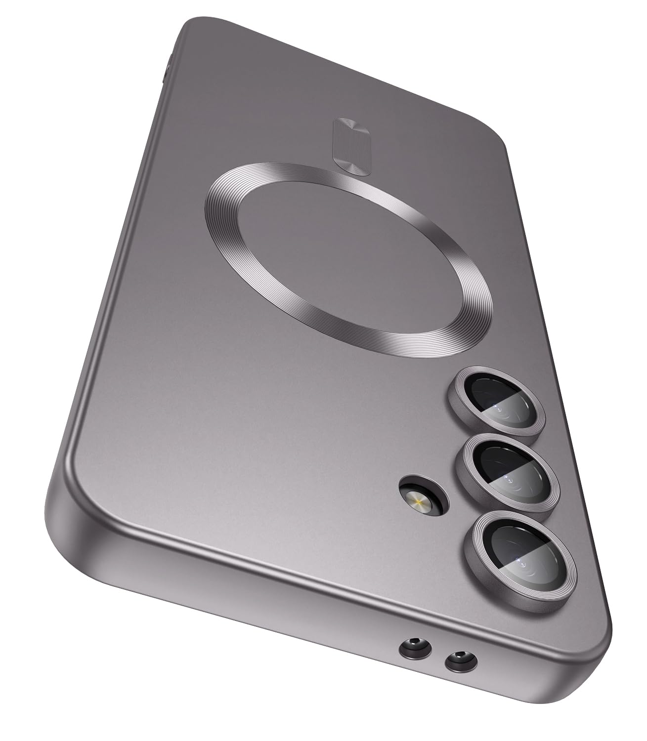 Photo 1 of LEKEVO Magnetic for Samsung Galaxy S24 FE Case [Compatible with MagSafe][Built-in Camera Lens Protector] Slim Soft Silicone Bumper Shockproof Metallic Luster Phone Cover (Titanium Gray)