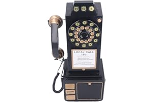 MRISATA Vintage Telephone Model Wall Mounted Fashionable Dial Landline Phone Retro Ornament for Living Room Bedroom, Antique Rotate Look Dial Pay Phone Model Decoration Wall Decor