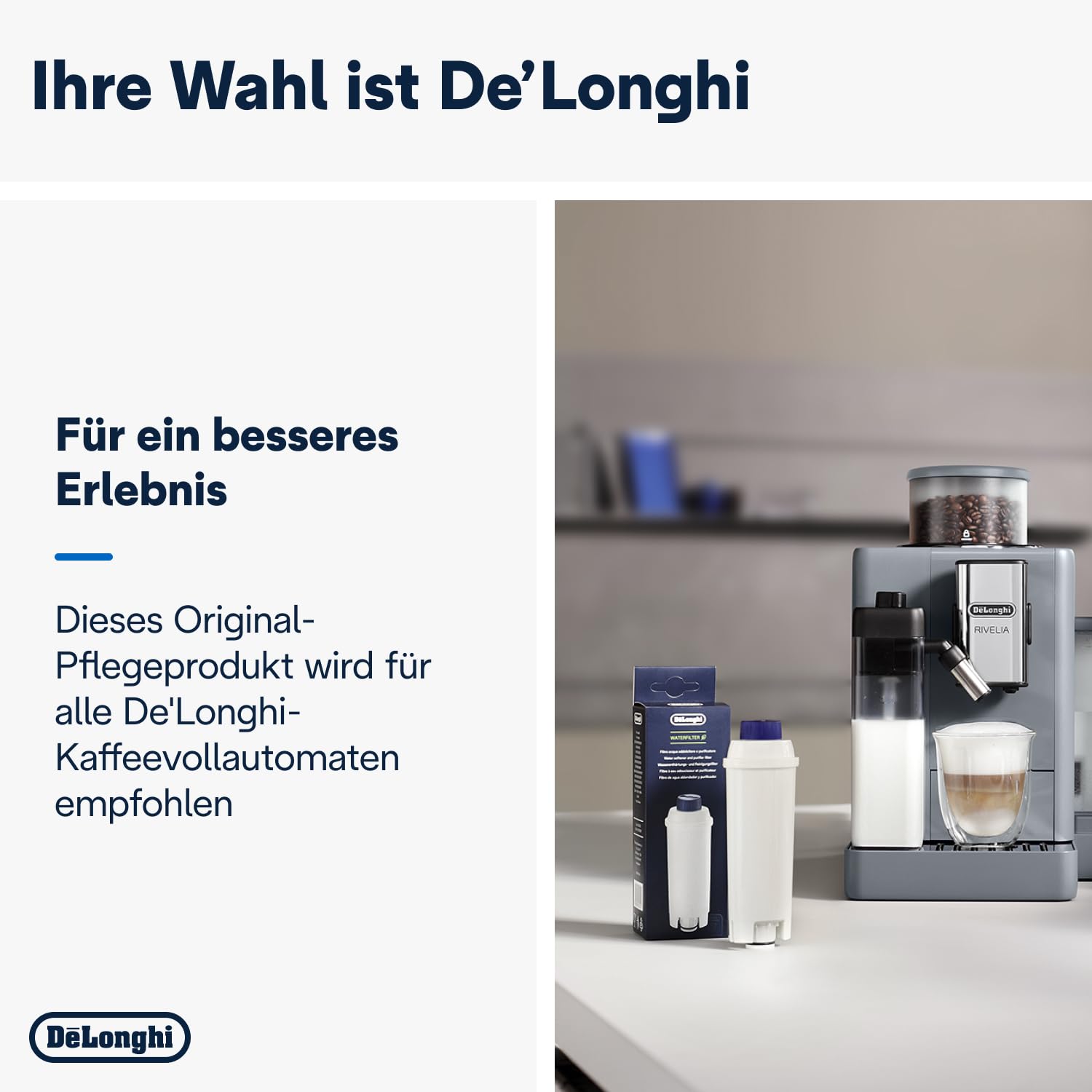 De'Longhi Original Wasserfilter DLSC002 - Zubehör für De'Longhi Kaffeevollautomaten mit Wasserfilter,Pflege und Schutz der Maschine,optimiert die Kaffeequalität und schützt vor Kalk,‎0.5 L,Weiß,1 Pack 6