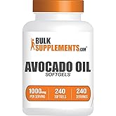 BulkSupplements.com Avocado Oil 1000mg Softgels - Avocado Oil Supplement, Avocado Oil Capsules, Avocado Oil Pills - Gluten Free & Soy Free, 1 Avocado Oil Softgel per Serving, 240 Softgels